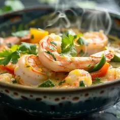 Tajskie curry z krewetkami, mlekiem kokosowym i warzywami